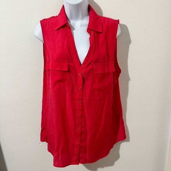 New York and Company, sleeveless blouse deep V-neck size L. A708 - Picture 1 of 8